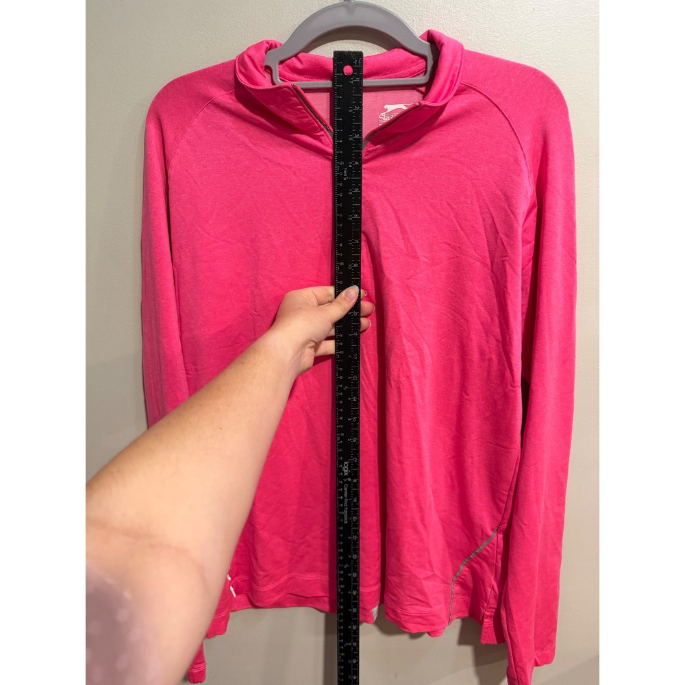Slazenger Womens Pink Quarter Zip Pullover Long Sleeve Athletic Top Large - Picture 7 of 9